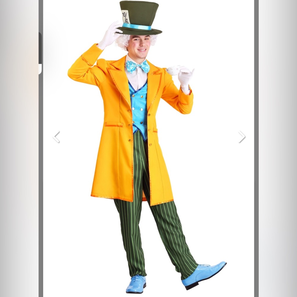 Men's Classic Mad Hatter Costume Size Small + Wig